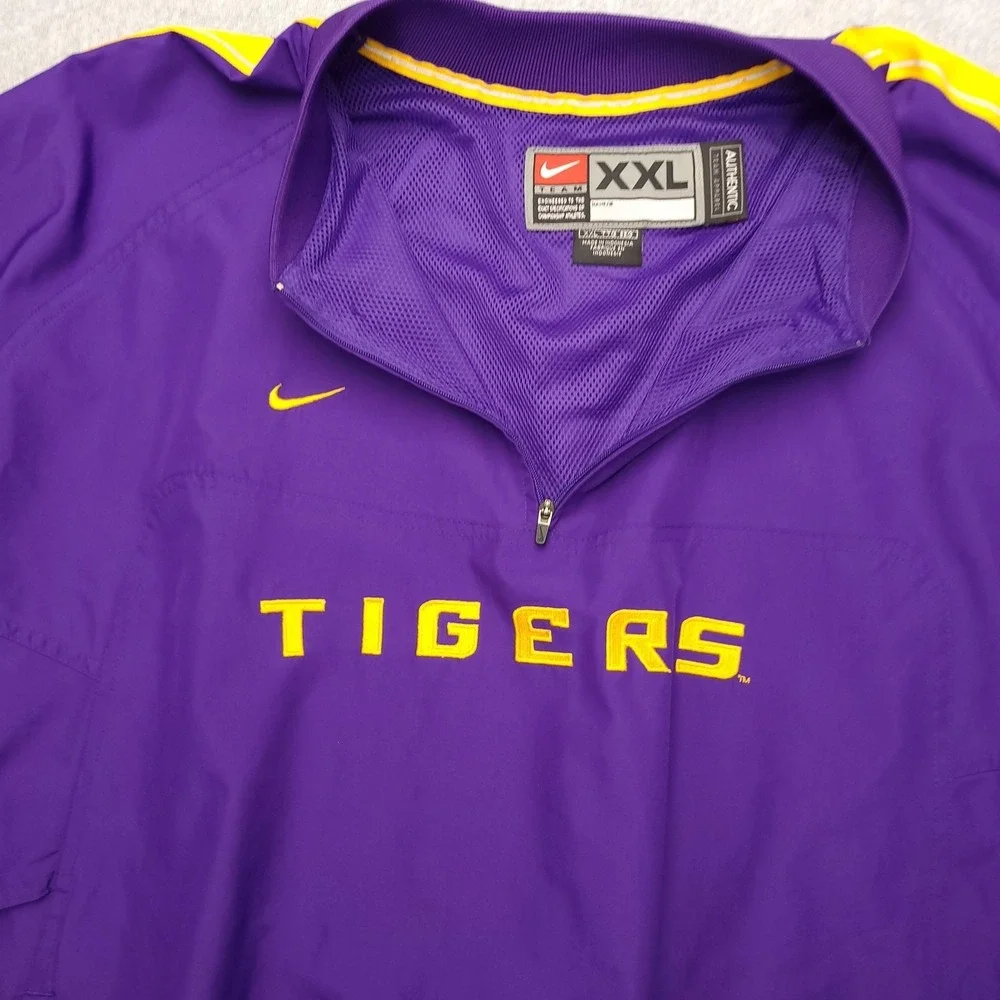 LSU Tigers Jacket Mens 2XL‎ Purple NCAA Football Nike Quarter Zip Pullover